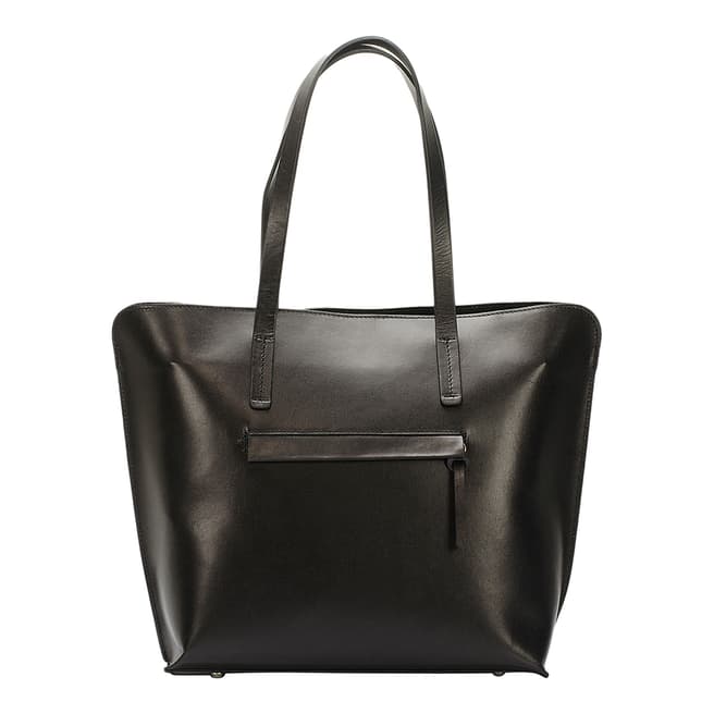 Black Polished Leather Shoulder Bag - BrandAlley