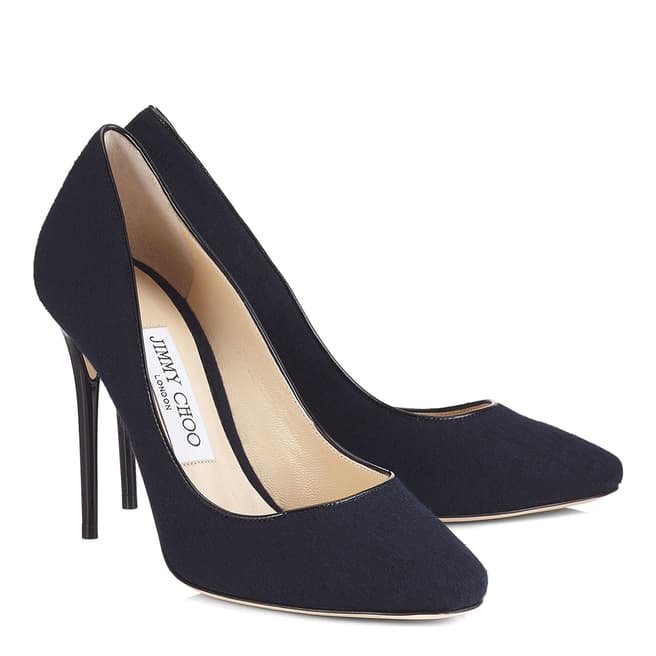 Navy Suede Esme Court Shoes Heel 8.5cm - BrandAlley
