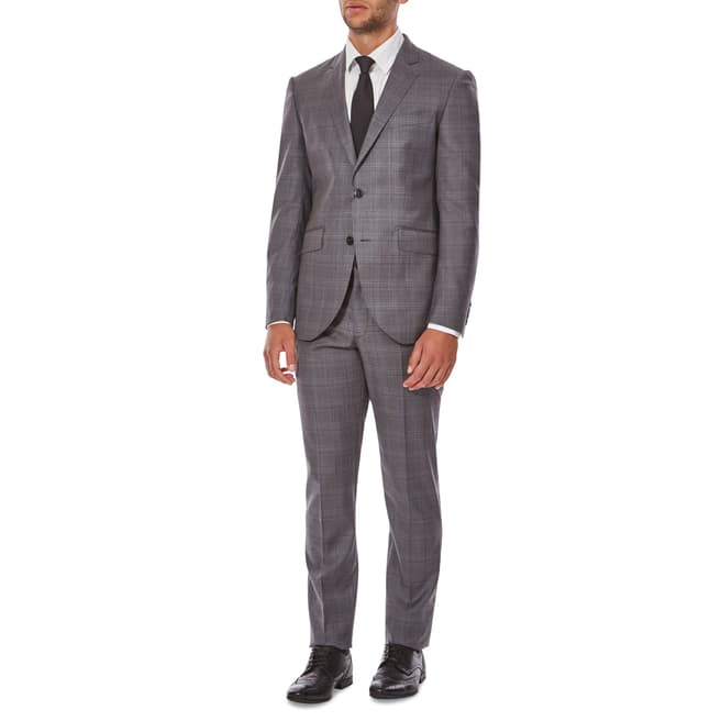 Grey/Blue Check Wool Suit - BrandAlley