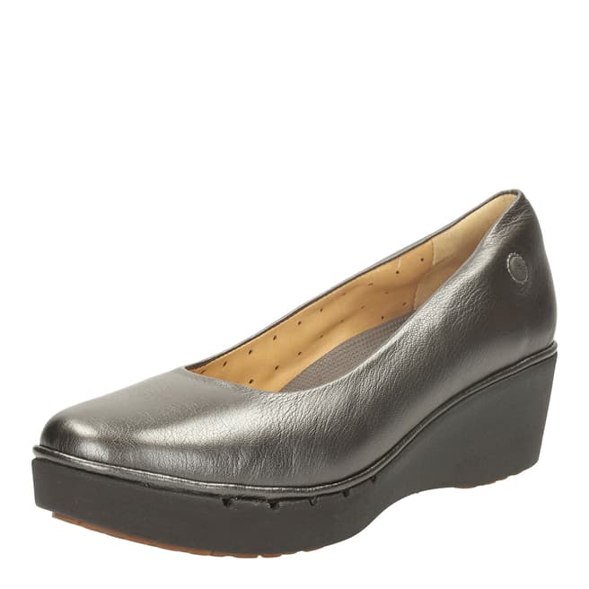 Women's Pewter Metallic Un Estie Wedge Loafers Heel 3.5cm - BrandAlley