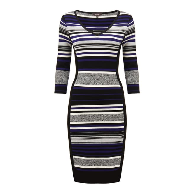 Cobalt Blue Fianna Stripe V Neck Dress - BrandAlley