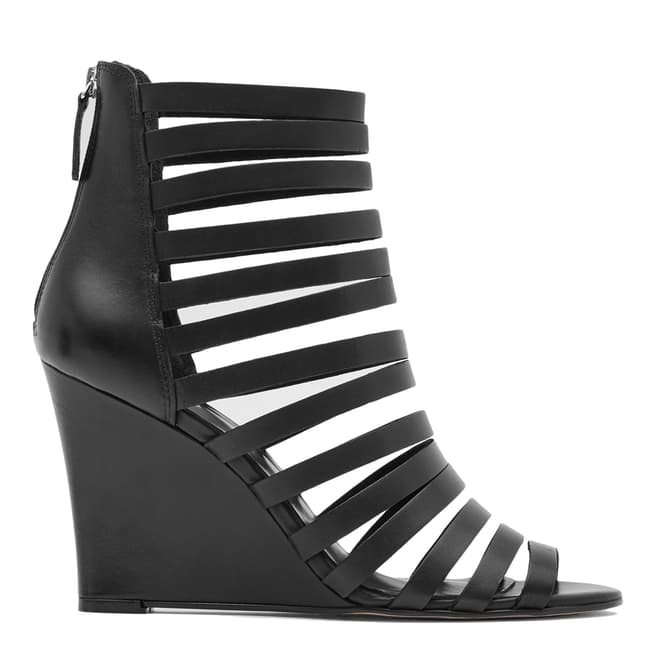 Black Amadeus Strapped Wedges - BrandAlley