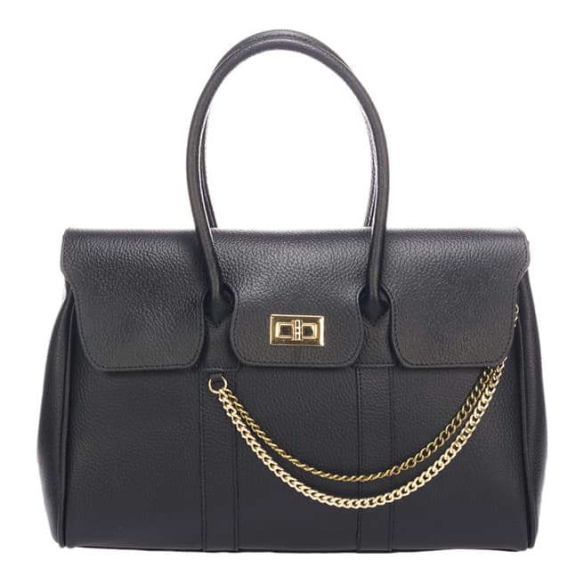 Black Leather Top Handle Bag - BrandAlley