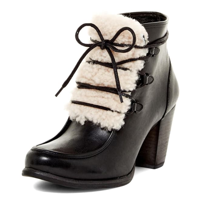 Womens Black Leather Analise Exposed Fur Boots - BrandAlley