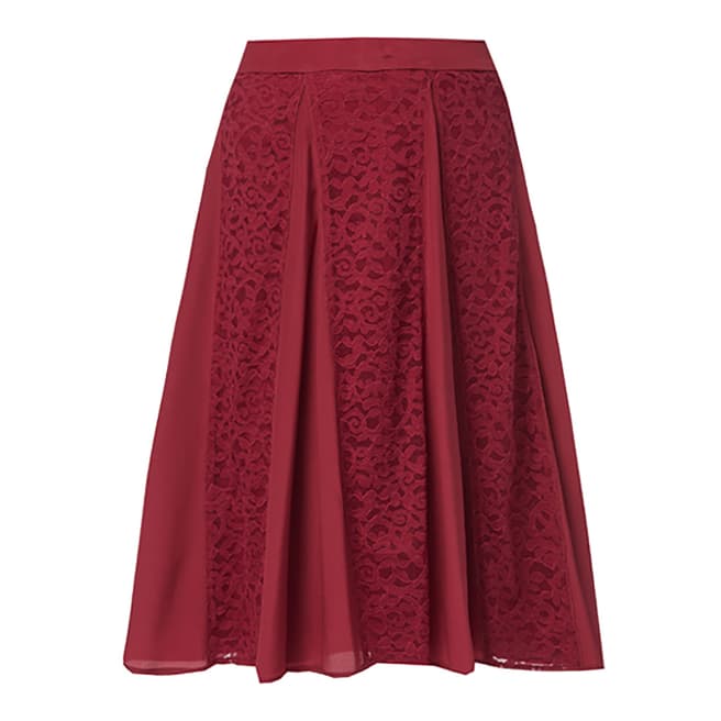 Burgundy Victoria Lace Flare Skirt - BrandAlley