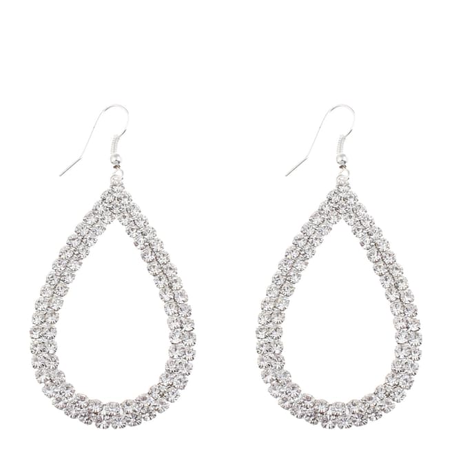 Silver Double Row Embellished Drop Earrings - BrandAlley