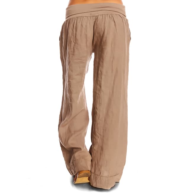 Taupe Lea Linen Trousers - BrandAlley