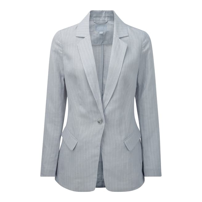Grey White Stripe Linen Jacket - BrandAlley