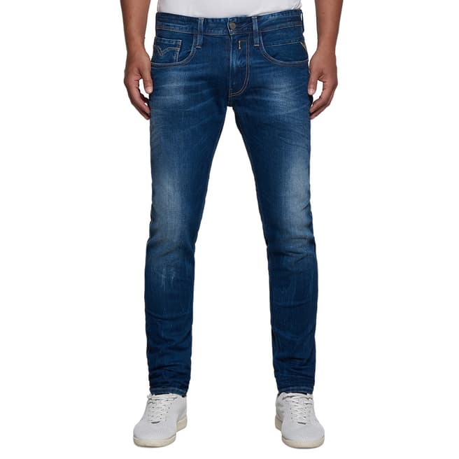 Indigo Cotton Blend Skinny Fit Jeans - BrandAlley