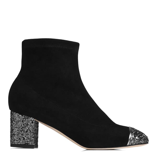 Black/Pewter Kelly Leather Ankle Boots - BrandAlley