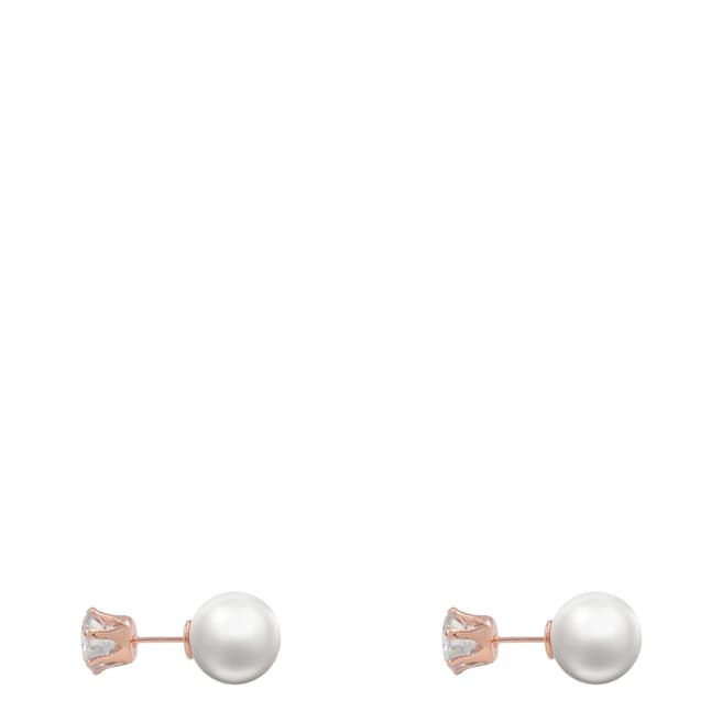 Rose Gold CZ And Pearl Double Sided Earrings - BrandAlley