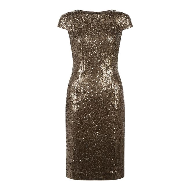 Gold Sequined Portia Dress - BrandAlley