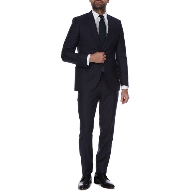Navy Windowpane Check 2 Piece Classic Fit Wool Suit - BrandAlley