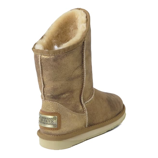 Old Gold Leather Cosy Short Boots - BrandAlley