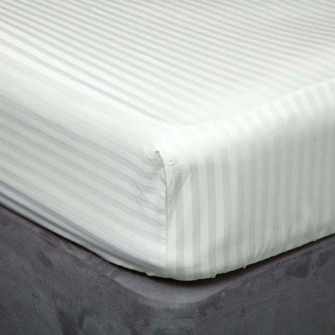 540Tc Satin Stripe Super King Fitted Sheet, Ivory BrandAlley