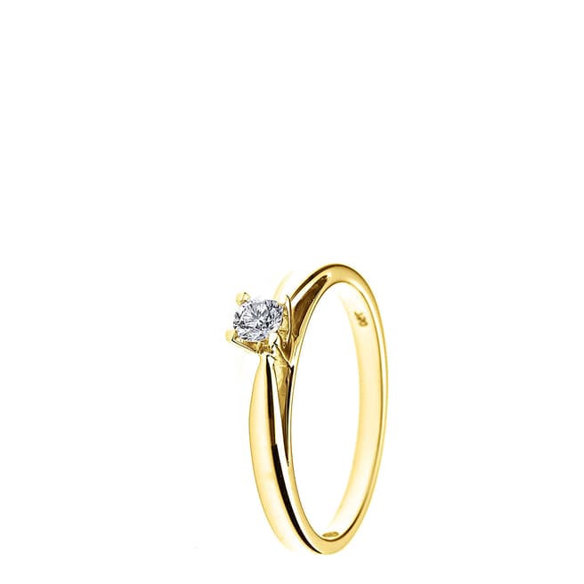 Yellow Gold Solitaire Diamond Ring 0.15 Cts - BrandAlley