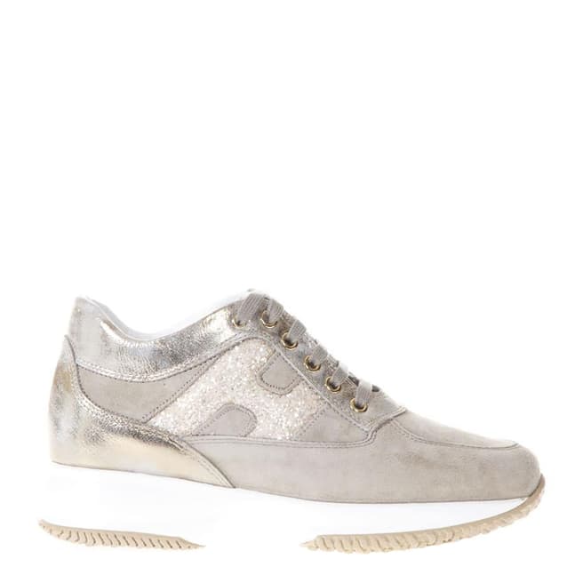 Women's Sand/Gold Suede Interactive Glitter Trainers - BrandAlley