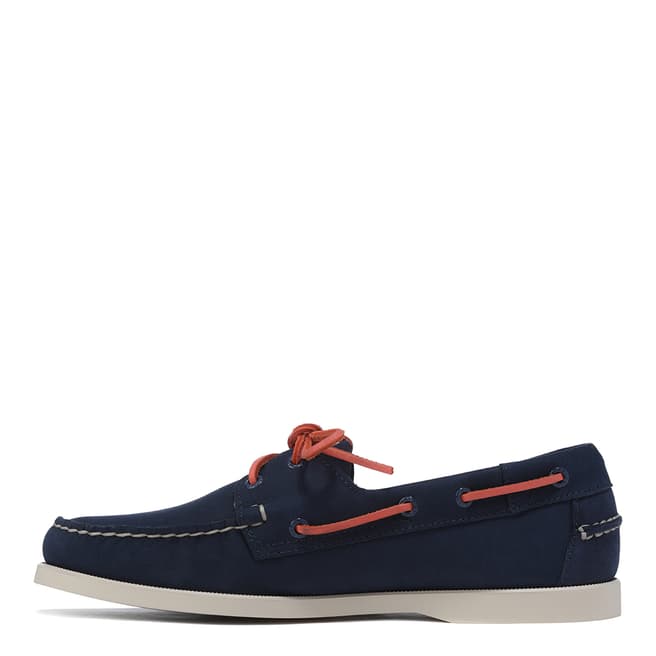 Men's Navy and Coral Suede Dockside Boat Shoes - BrandAlley