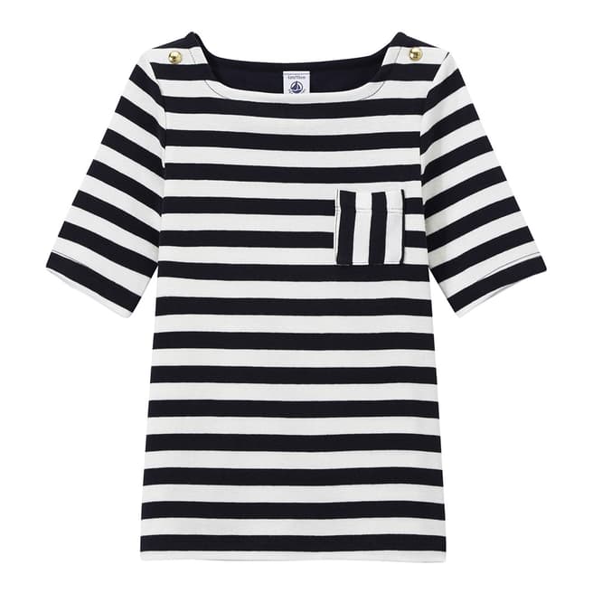 Navy Striped 3/4-Sleeve T-Shirt - BrandAlley