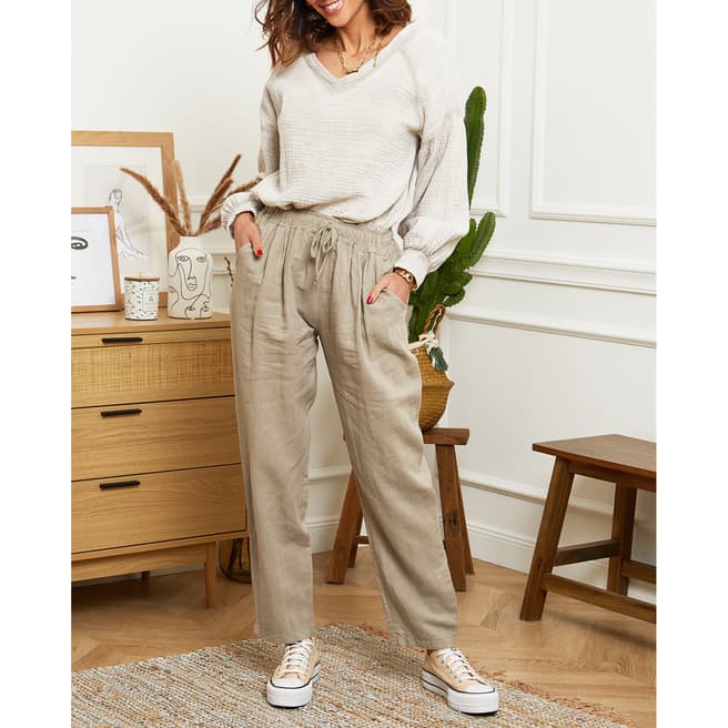 Taupe Linen Trousers - BrandAlley