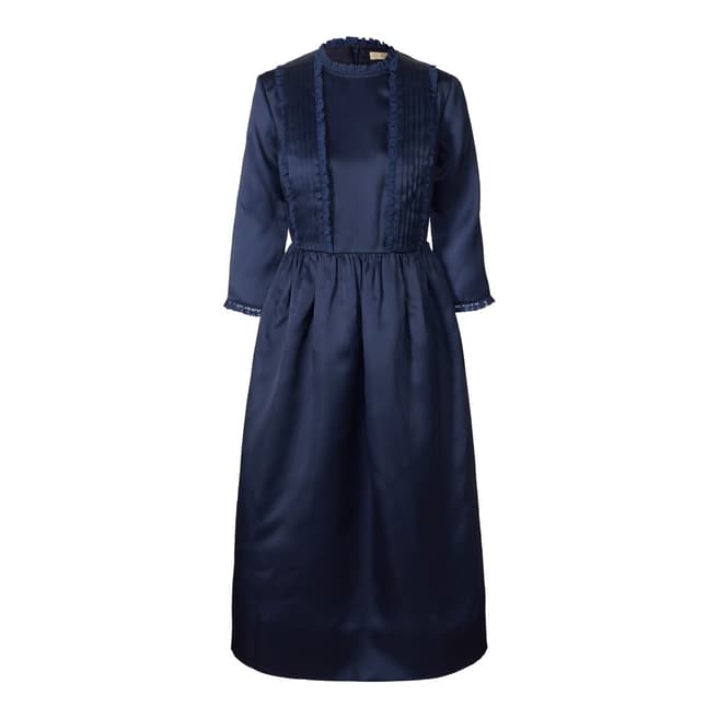 Navy Organza Fitted Dress - BrandAlley