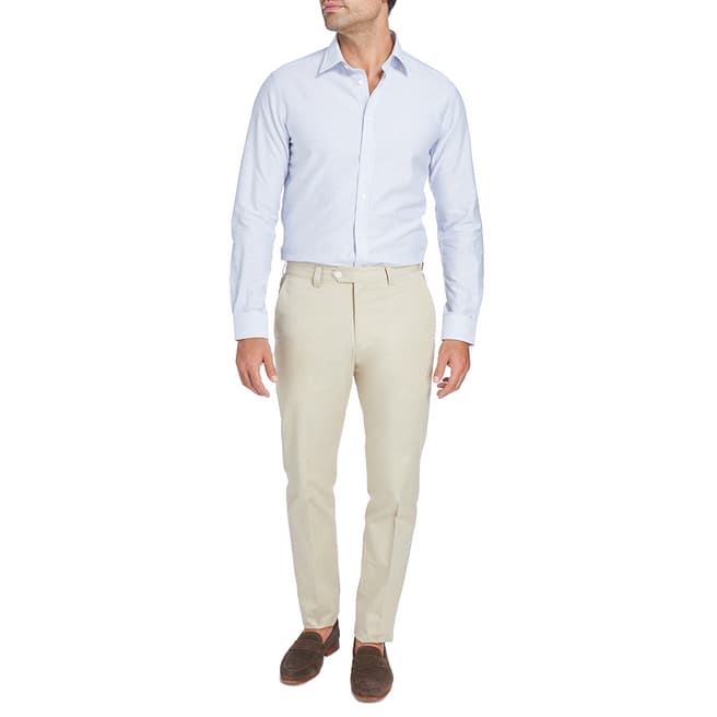 Blue/White Striped Irving Cotton Shirt - BrandAlley