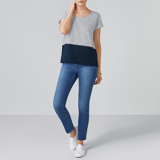 Navy Colour block Relaxed Cotton T-Shirt - BrandAlley