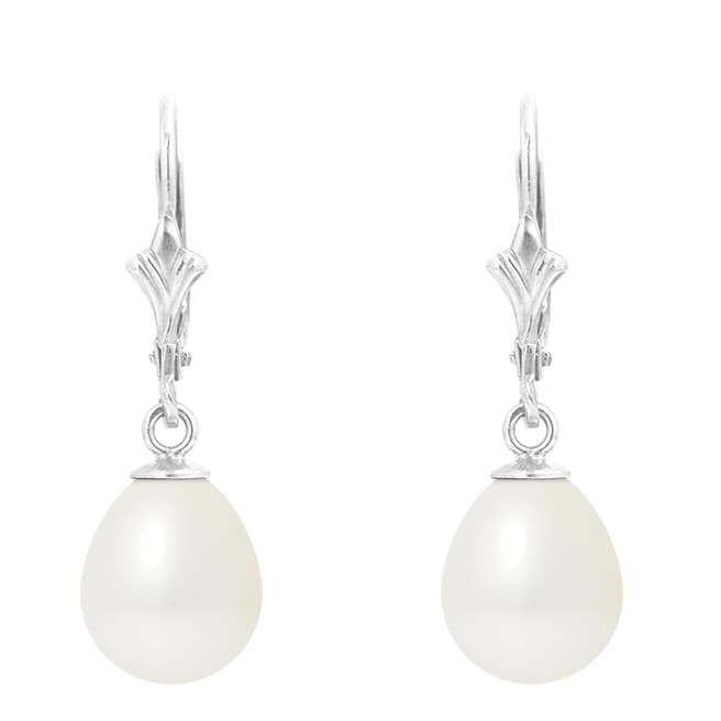White Gold Freshwater Pearl Earrings - BrandAlley
