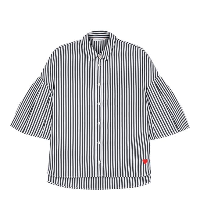 Black/White Fluted Sleeve Shirt - BrandAlley