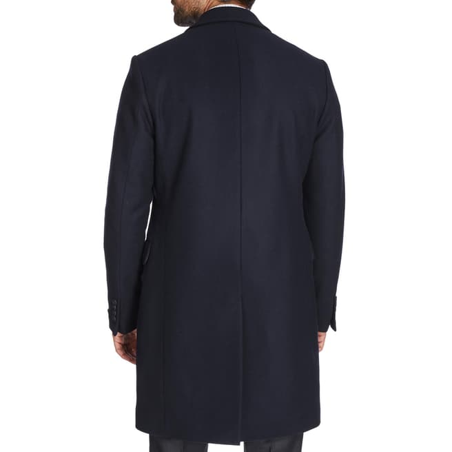 Navy Cashmere Wool Overcoat - BrandAlley