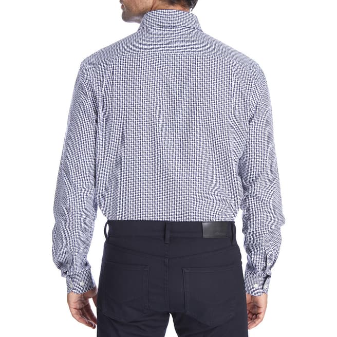 Navy Regular Distorted Check Cotton Shirt - BrandAlley