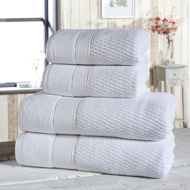 Royal Velvet Set of 4 Towels, White - BrandAlley