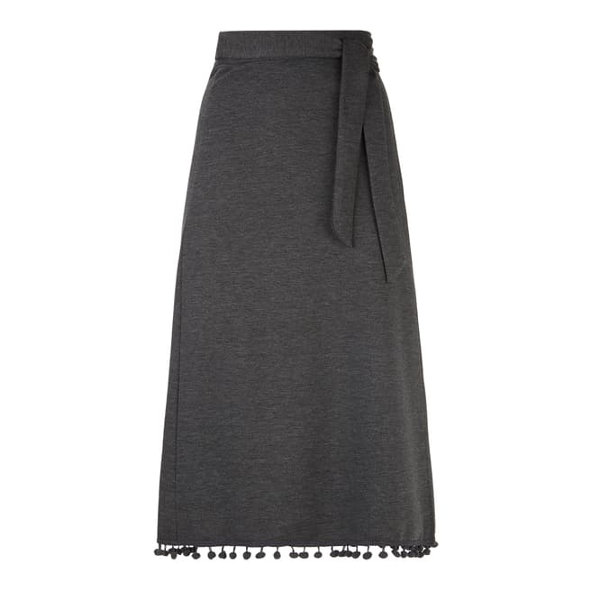 Charcoal Pompom Hem Midi Skirt - BrandAlley