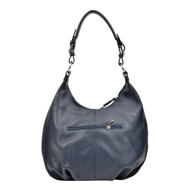 Blue Leather Zip Detail Tote Bag - BrandAlley