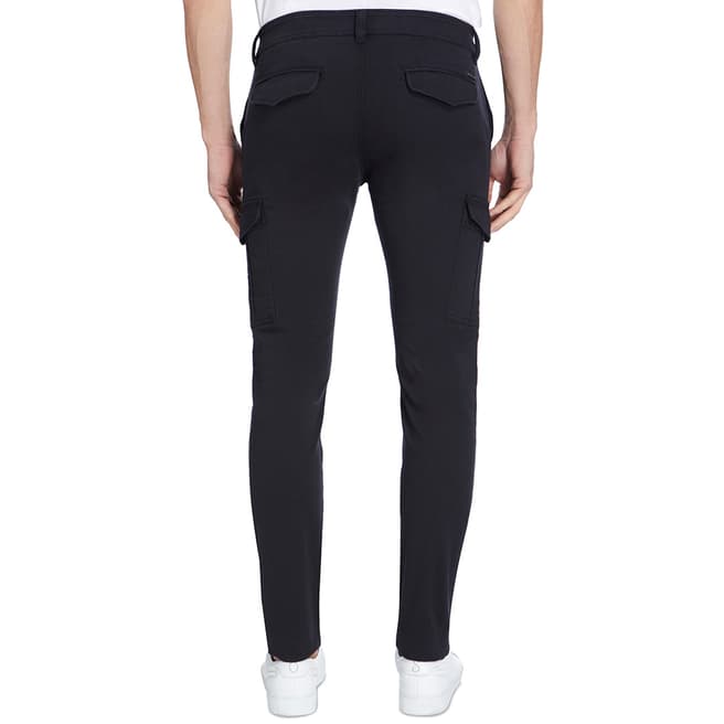 Navy Groove Cotton Cargo Trousers - BrandAlley