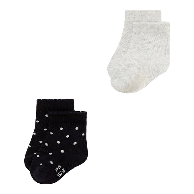 Black/Off White 2 Pairs Of Socks - BrandAlley