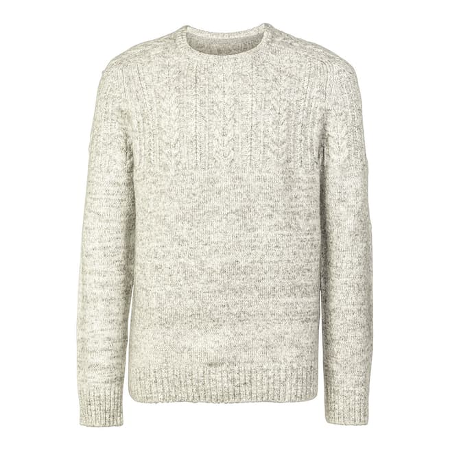 Grey Marl Bryce Cable Crew Jumper - BrandAlley