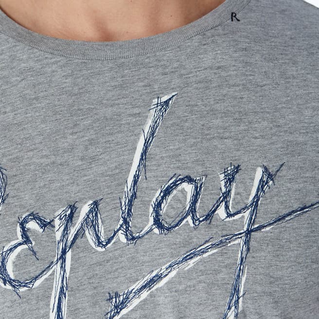 Grey Embroidered Logo T-Shirt - BrandAlley