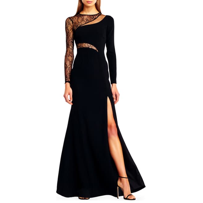 Black Crepe And Lace Dress - BrandAlley