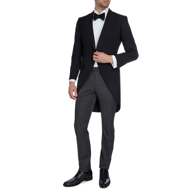 Black/Charcoal Stripe Wool Suit Trousers - BrandAlley