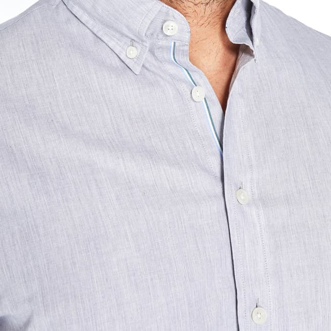 Grey Stripe Slim Cotton Shirt - BrandAlley