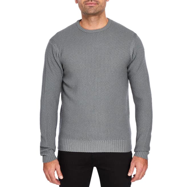 Taupe Chunky Knit Wool Crew Neck Jumper - BrandAlley
