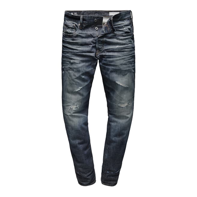 Midnight Wash 3301 Cotton Tapered Jeans - BrandAlley