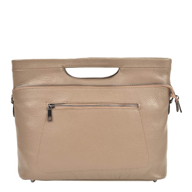 Beige Leather Shoulder Bag - BrandAlley