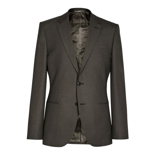 Khaki Kamara Slim Wool Suit Jacket - BrandAlley