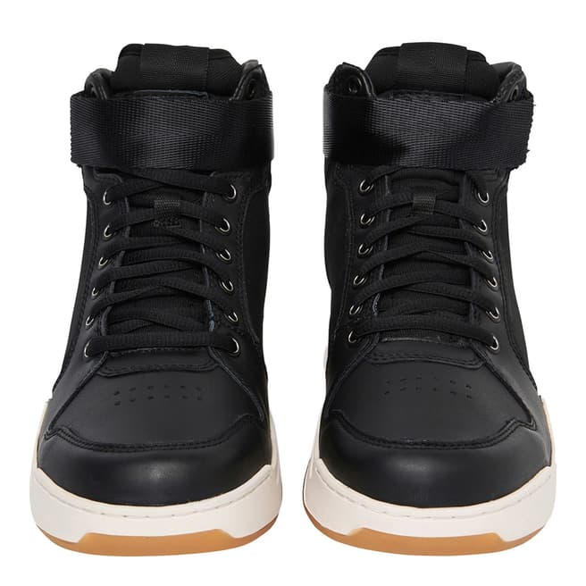 Black Mesh Leather Rackam High Top Sneakers - BrandAlley