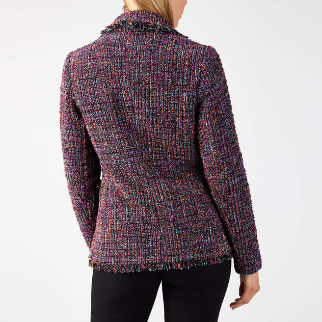 Multi Colour Wool Blend Fringed Tweed Blazer - BrandAlley