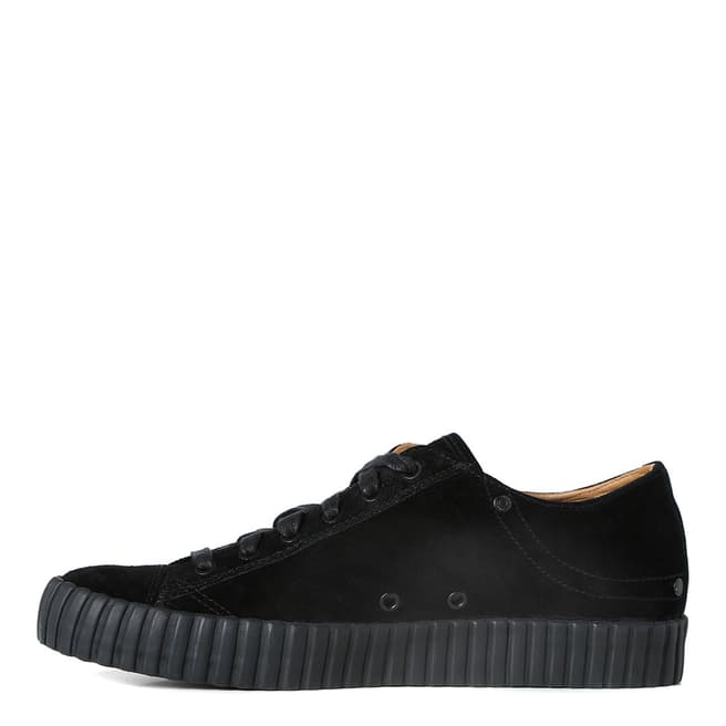 Black Exposure Leather Trainers - BrandAlley