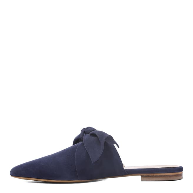 Navy Suede Bow Spanish Slip Ons - BrandAlley