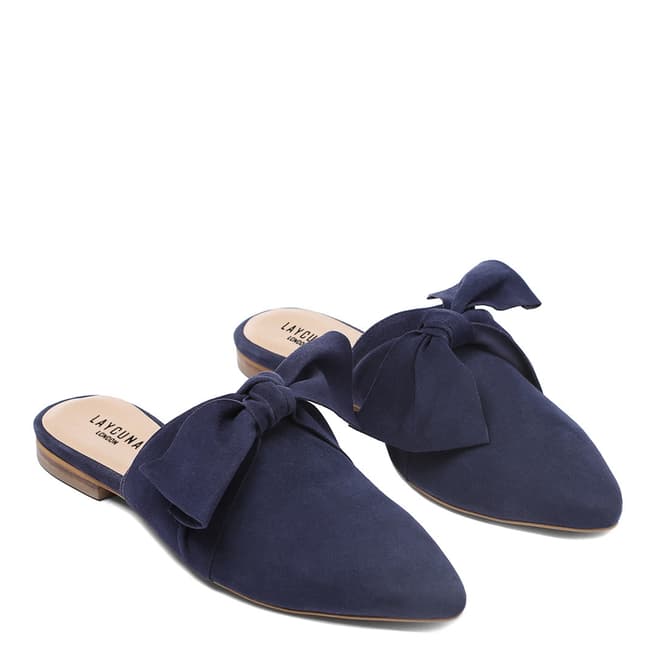 Navy Suede Bow Spanish Slip Ons - BrandAlley
